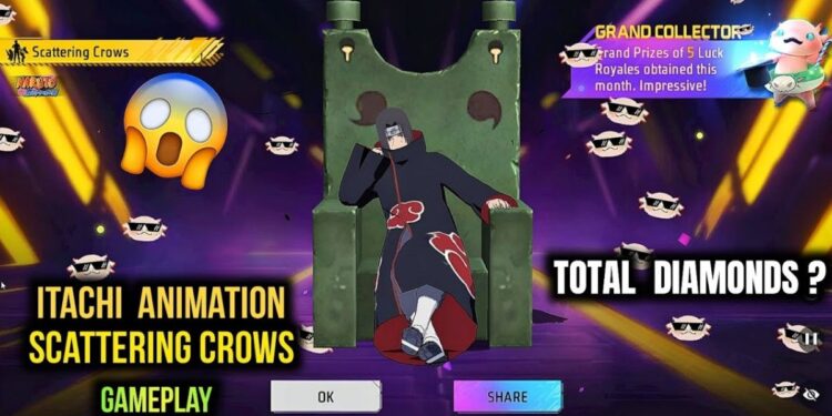 Scattering Crows Arrival Animation Free Fire में धमाकेदार वापसी फ्री में पाएं Itachi का लुक और खास इफेक्ट्स