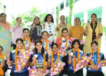 एशियन रोलर स्केटिंग हॉकी चैंपियनशिप में पदक विजेता खिलाडिय़ों का भव्य स्वागत